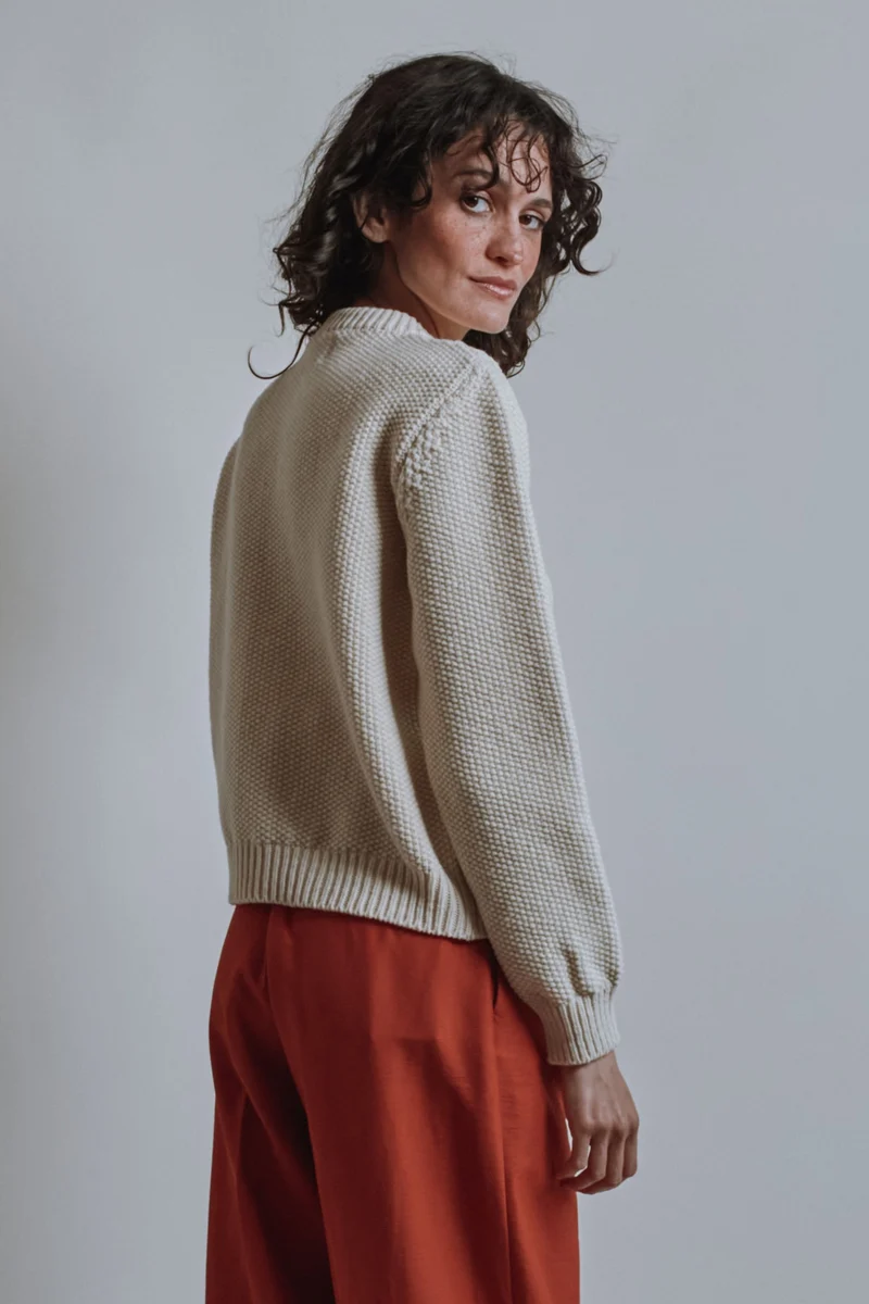 PAOLA Irish Cable Sweater in Merino Wool - Off-White