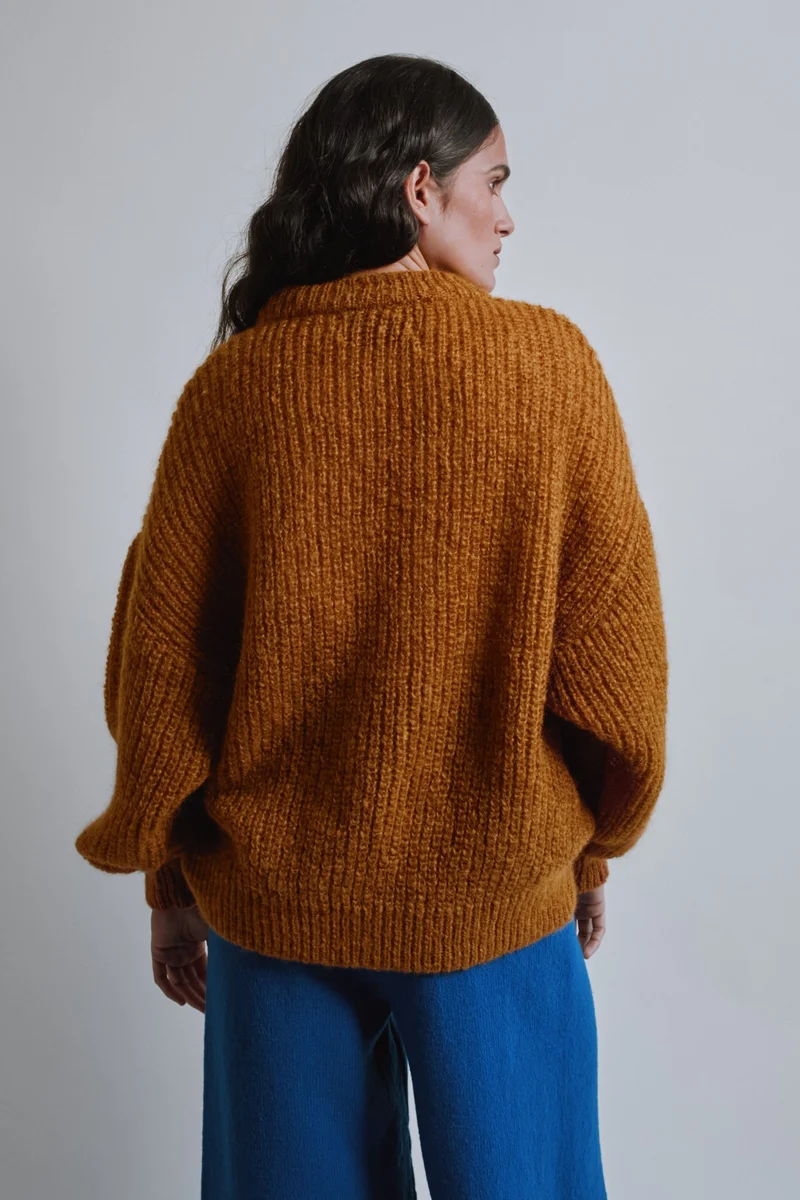 LUCIE Batwing Sweater in Mohair Wool - Amber