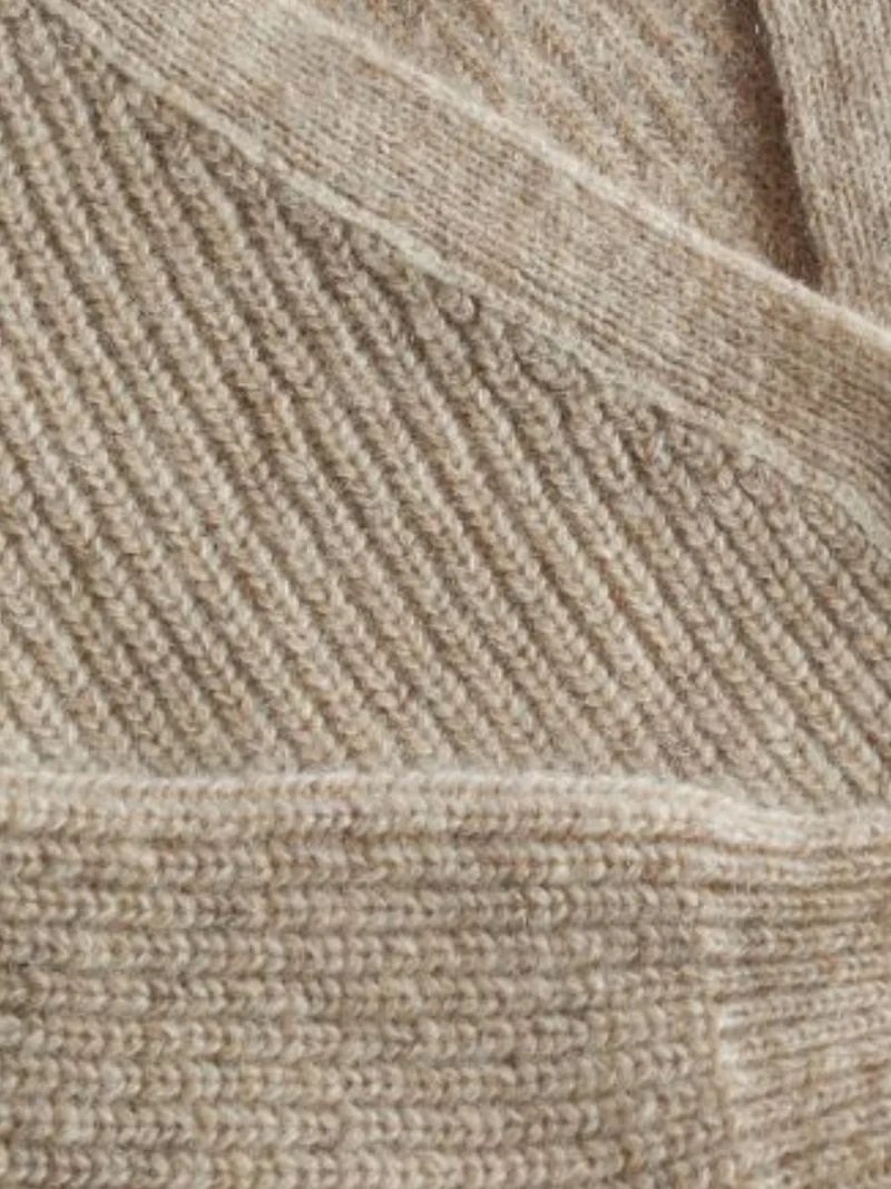 ANNA V-Neck Cardigan in Merino-Mohair Wool - Beige