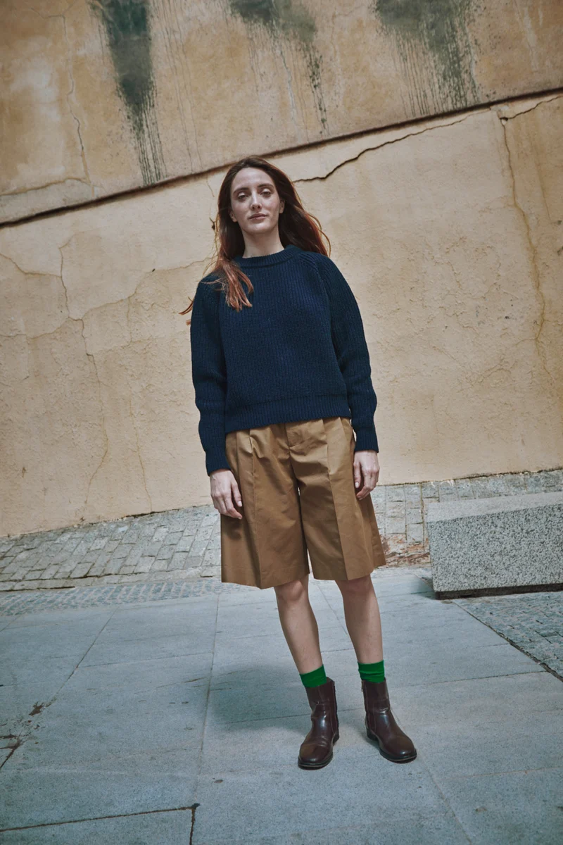 AGNÈS Raglan Sweater in Merino Wool - Navy