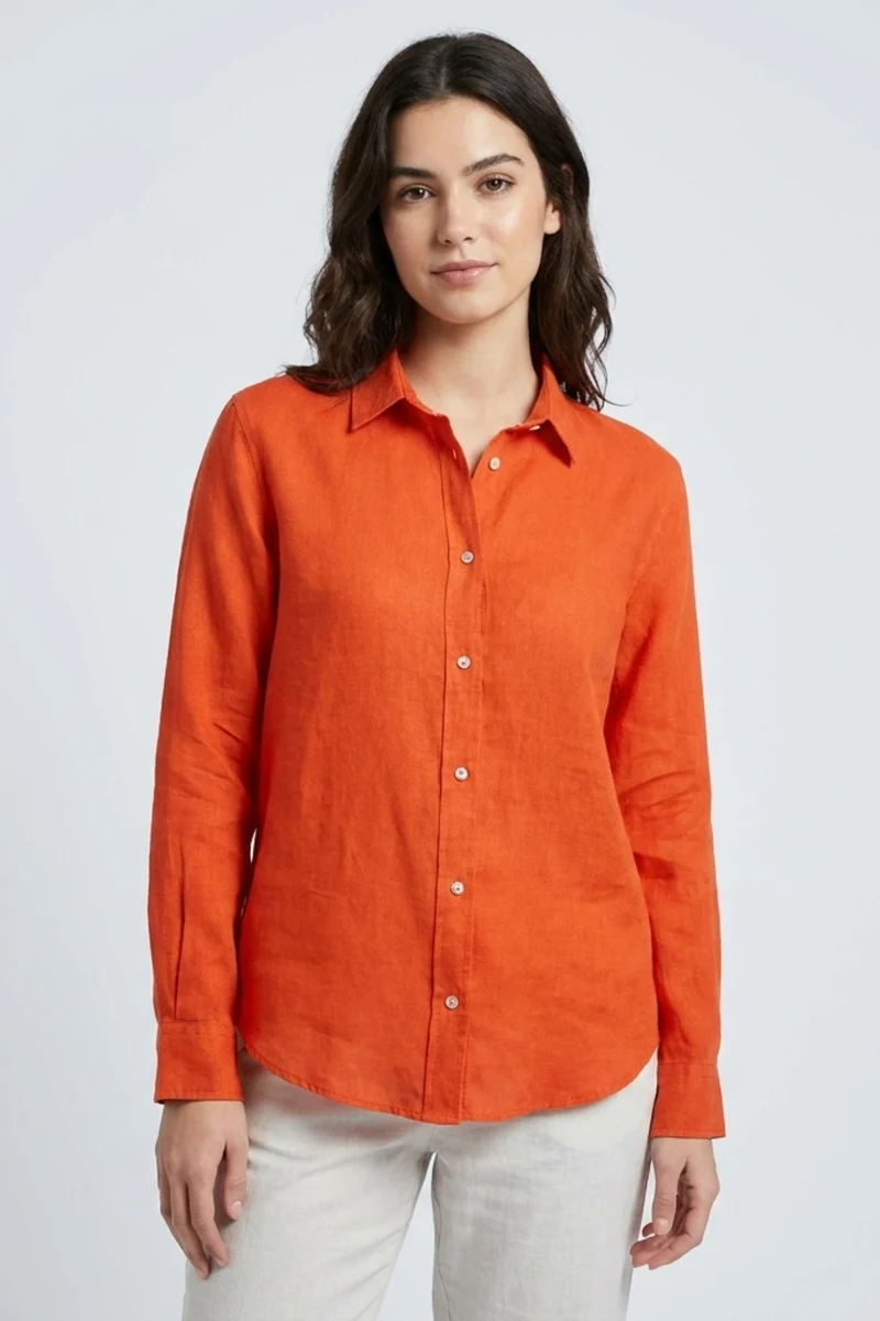Beatrice Sport Linen Women’s Shirt Orange