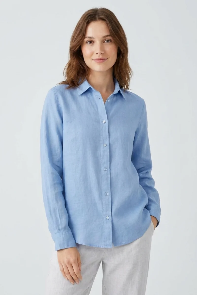 Beatrice Sport Linen Women’s Shirt Light Blue