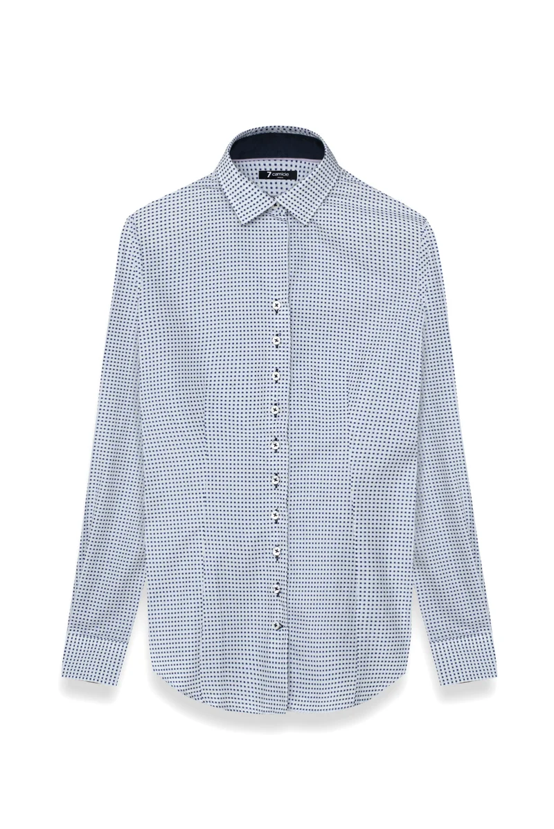 Beatrice Sport Jaquard Women’s Shirt White Blue