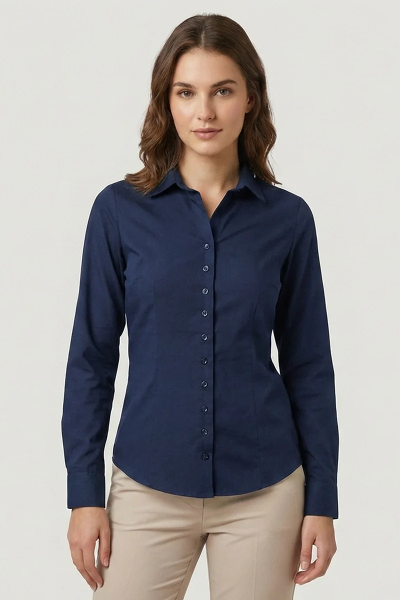 Linda Essentials Poplin Stretch Women Shirt Blue