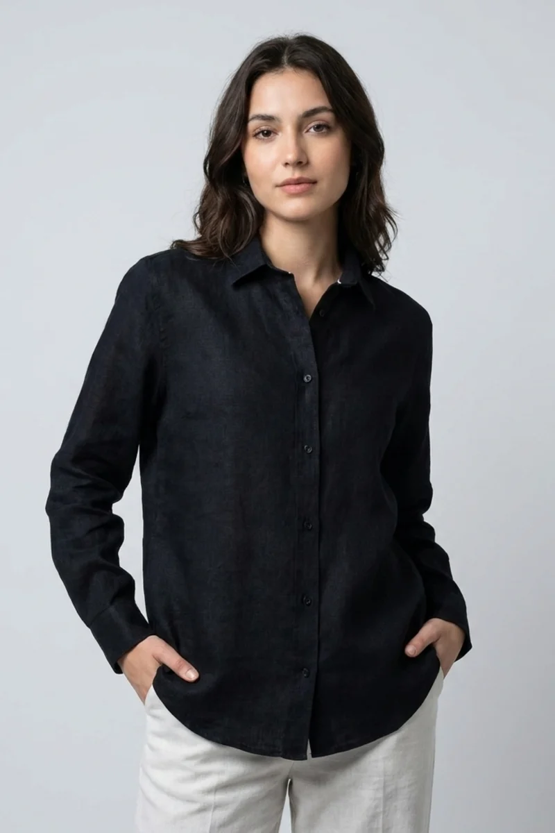 Beatrice Sport Linen Women’s Shirt Black