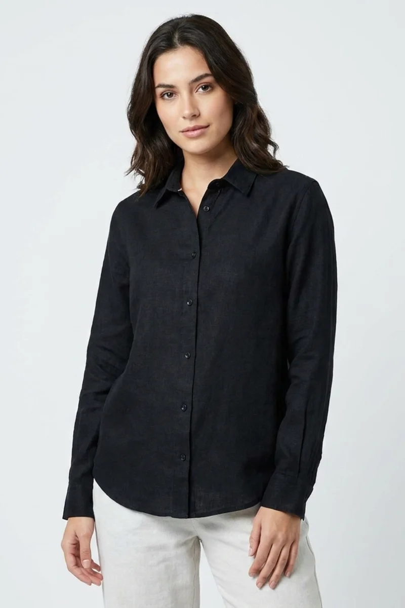 Beatrice Sport Linen Women’s Shirt Black