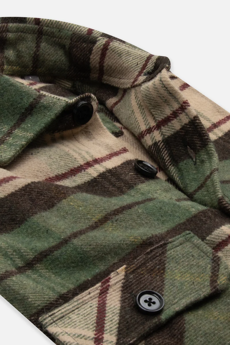 Sport Flannel Man Shirt Beige Brown