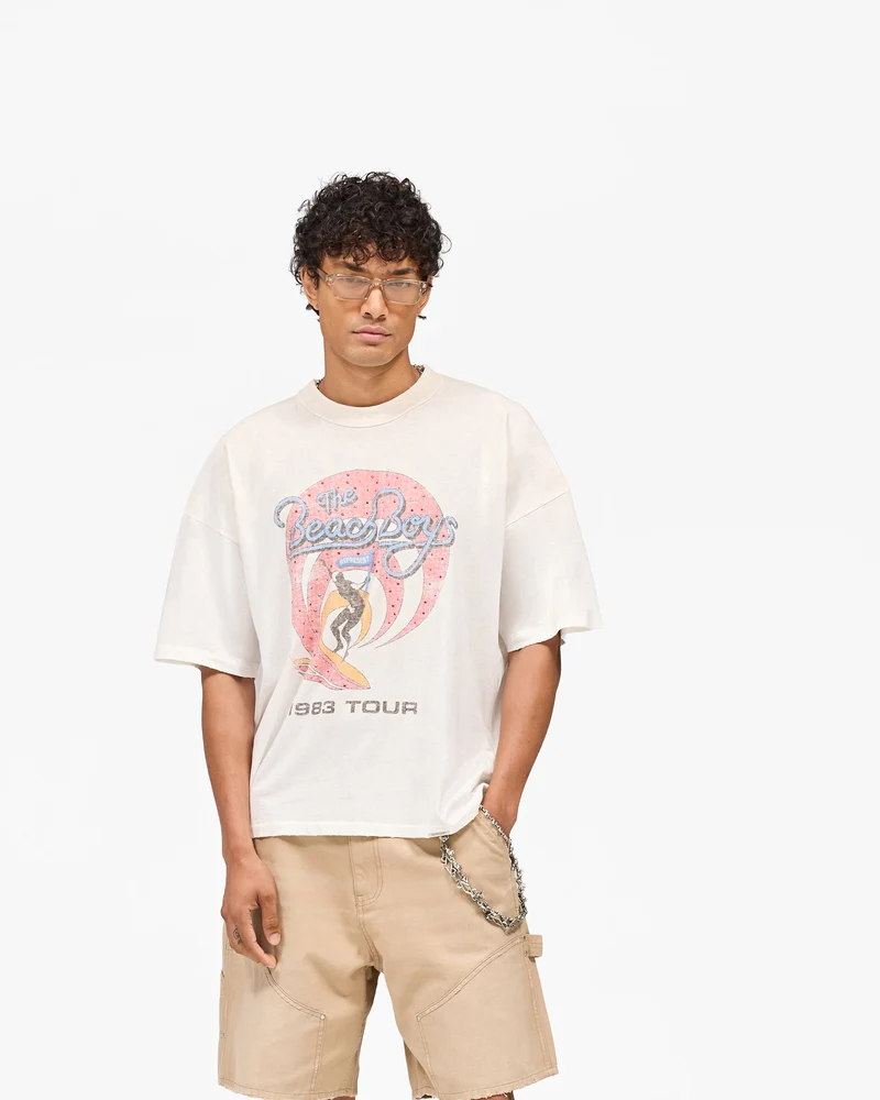 Represent x Beach Boys Tour T-Shirt - Washed Ecru