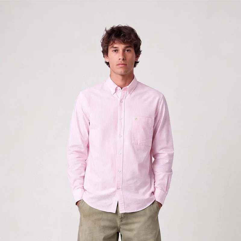 Chemise manches longues Oxford coton rayée rose SBPLAY
