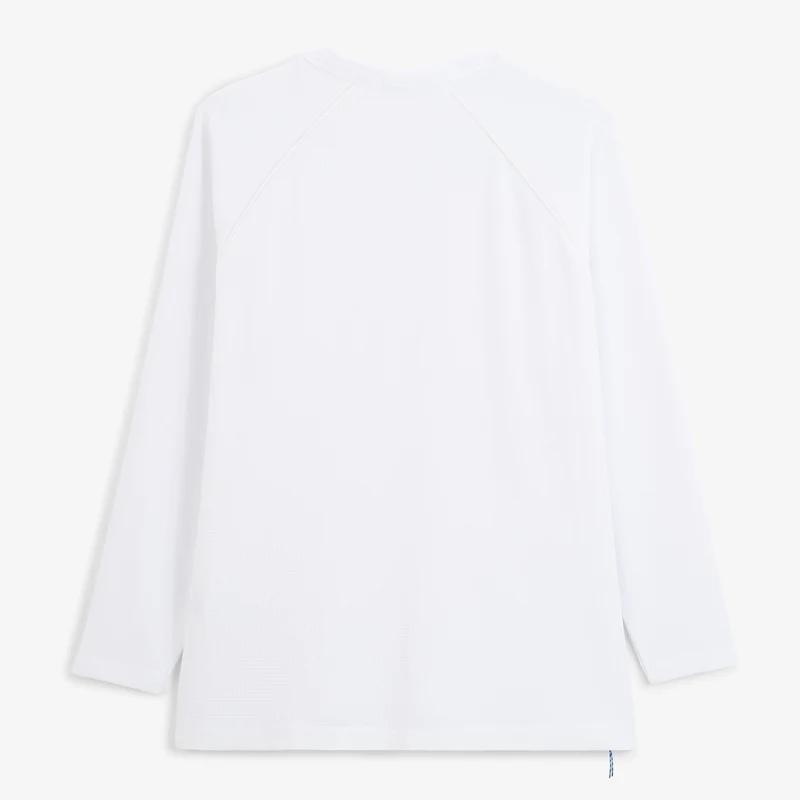 T-shirt manches longues raglan piping coton gaufré col rond blanc SBPLAY