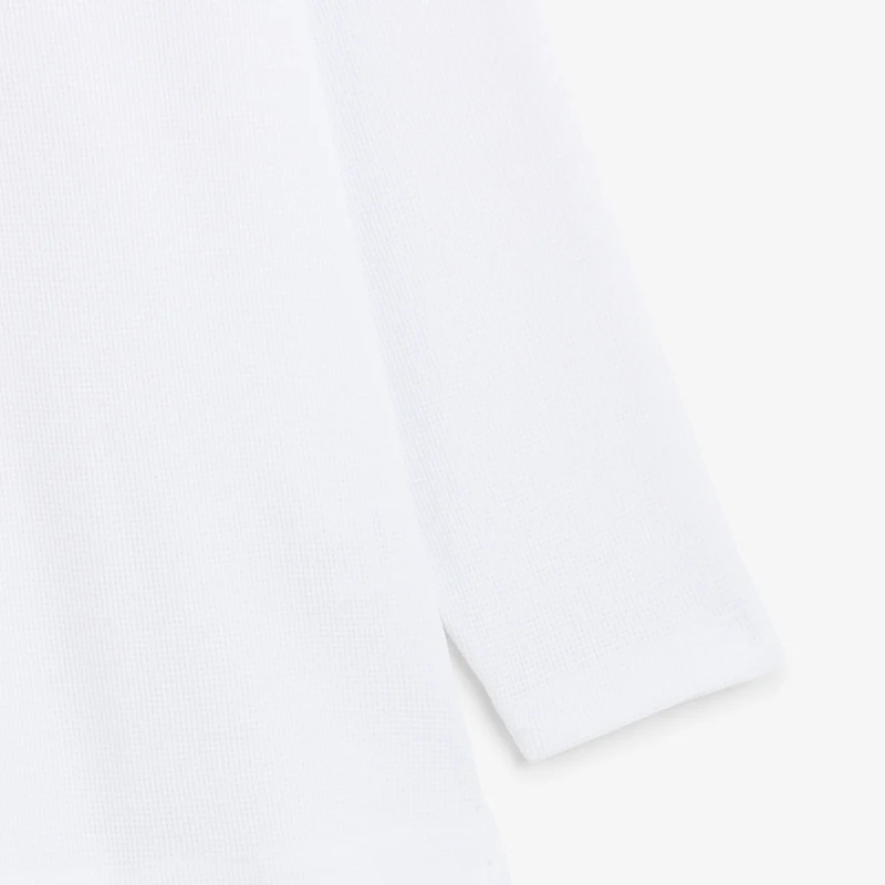 T-shirt manches longues raglan piping coton gaufré col rond blanc SBPLAY