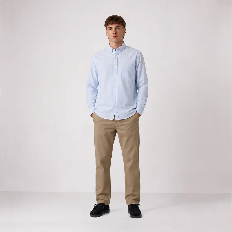 Chemise manches longues Oxford rayée bleu SBPLAY