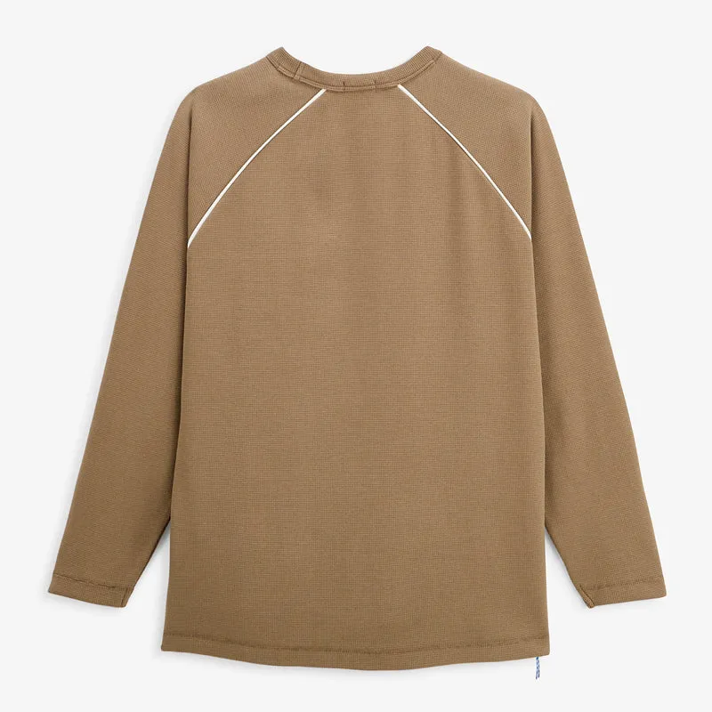 T-shirt manches longues raglan piping coton gaufré marron SBPLAY