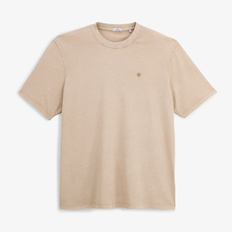 T-shirt manches courtes 100% coton jersey texturé beige Théo