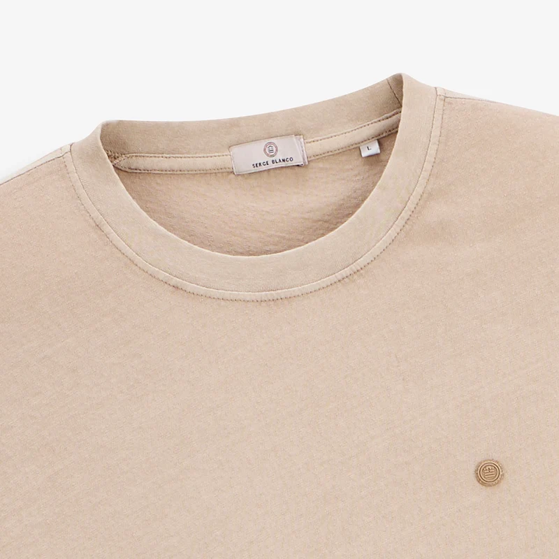 T-shirt manches courtes 100% coton jersey texturé beige Théo