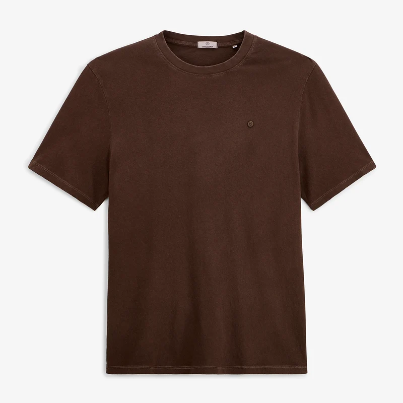T-shirt manches courtes 100% coton jersey texturé marron Théo