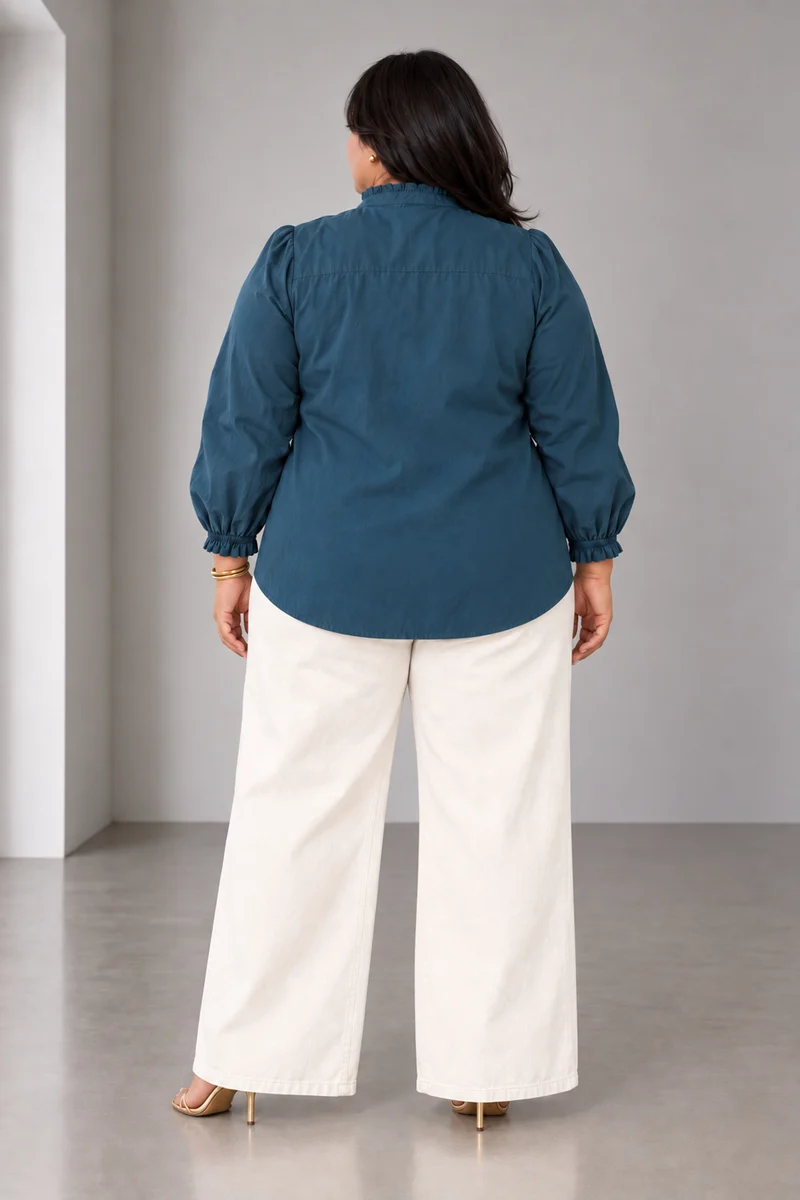 Mizora|Cotton Shirt With Mandarin Collar