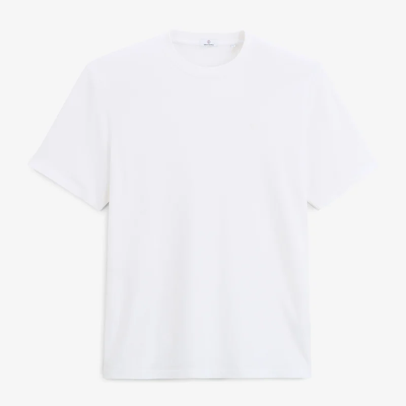 T-shirt manches courtes 100% coton jersey texturé blanc Théo