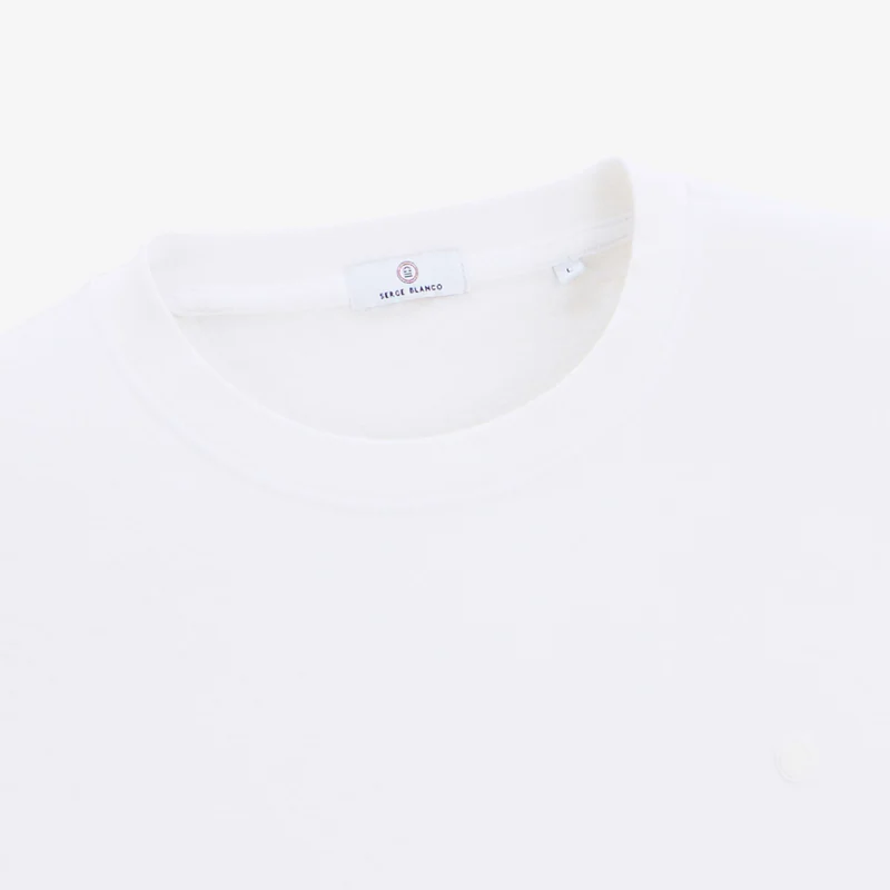 T-shirt manches courtes 100% coton jersey texturé blanc Théo