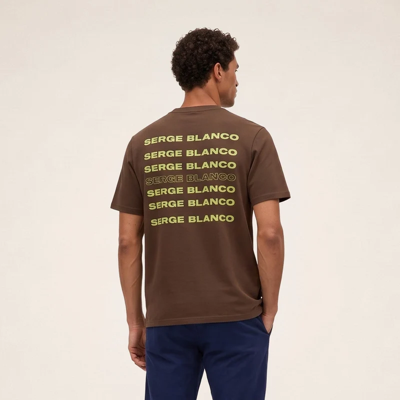 T-shirt manches courtes coton marron SERGE BLANCO Théo
