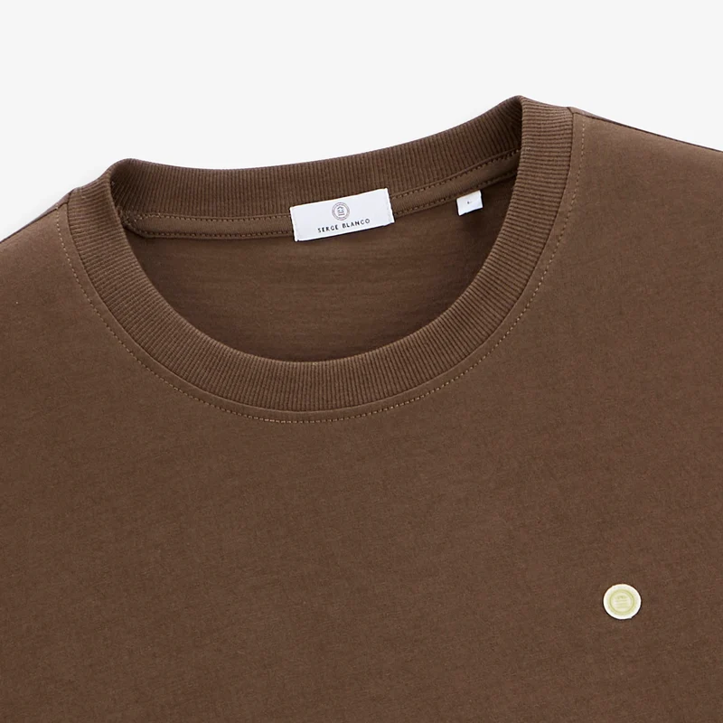 T-shirt manches courtes coton marron SERGE BLANCO Théo