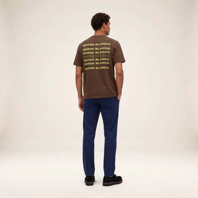 T-shirt manches courtes coton marron SERGE BLANCO Théo