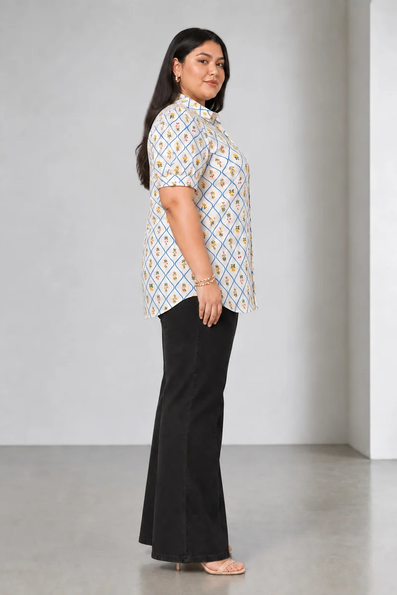 Rivin|Cotton Shirt With Puff Sleeve