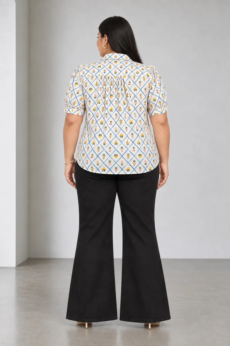 Rivin|Cotton Shirt With Puff Sleeve