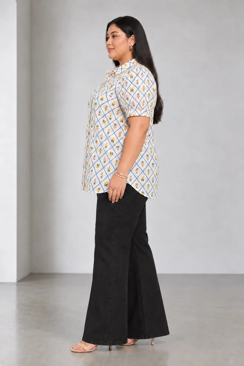 Rivin|Cotton Shirt With Puff Sleeve