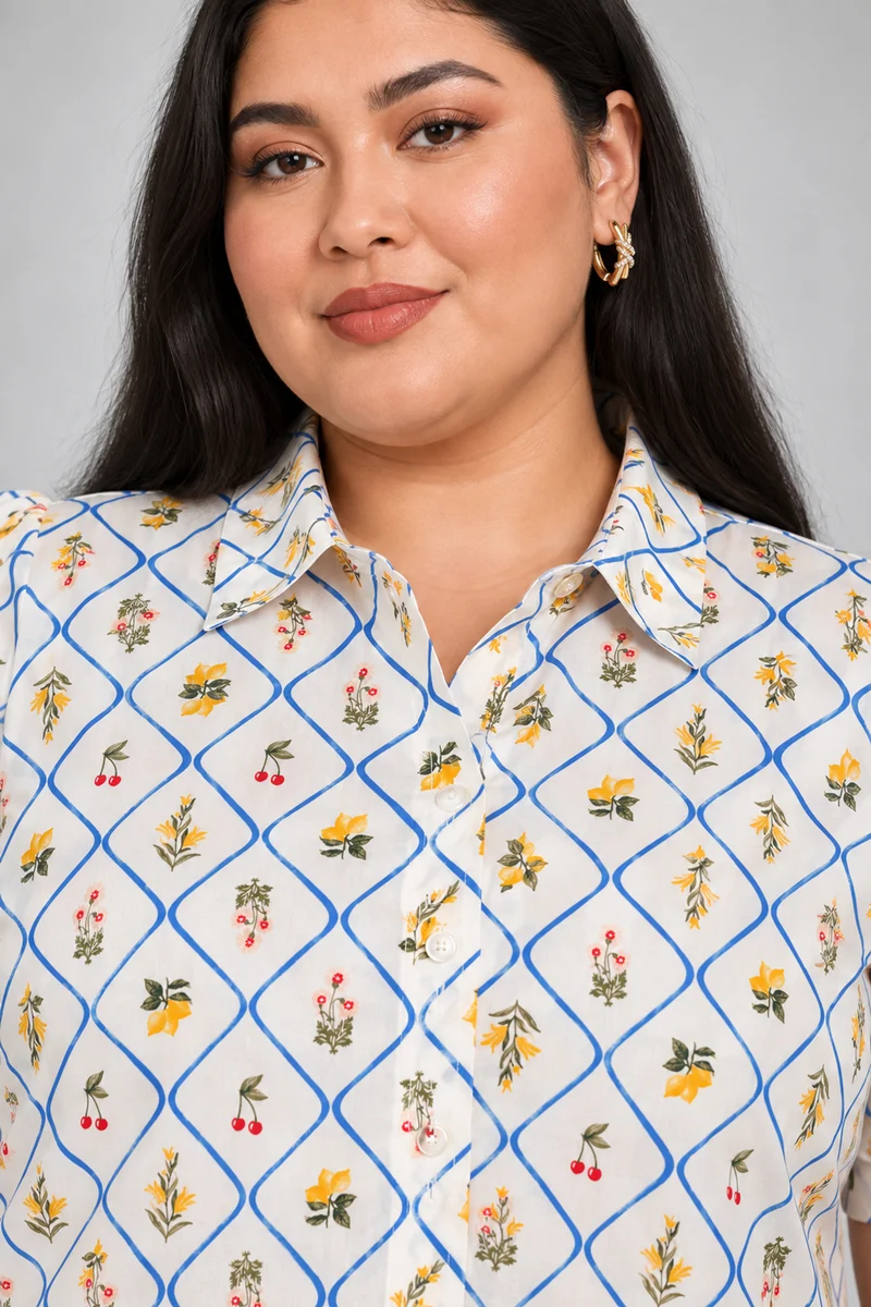 Rivin|Cotton Shirt With Puff Sleeve