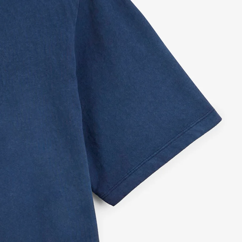 T-shirt manches courtes 100% coton jersey texturé bleu marine foncé Théo