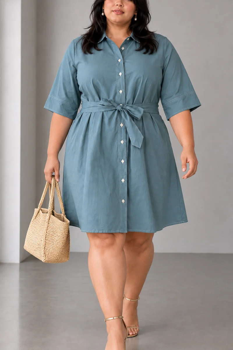 Turia|Cotton Contrast Stitch Dress