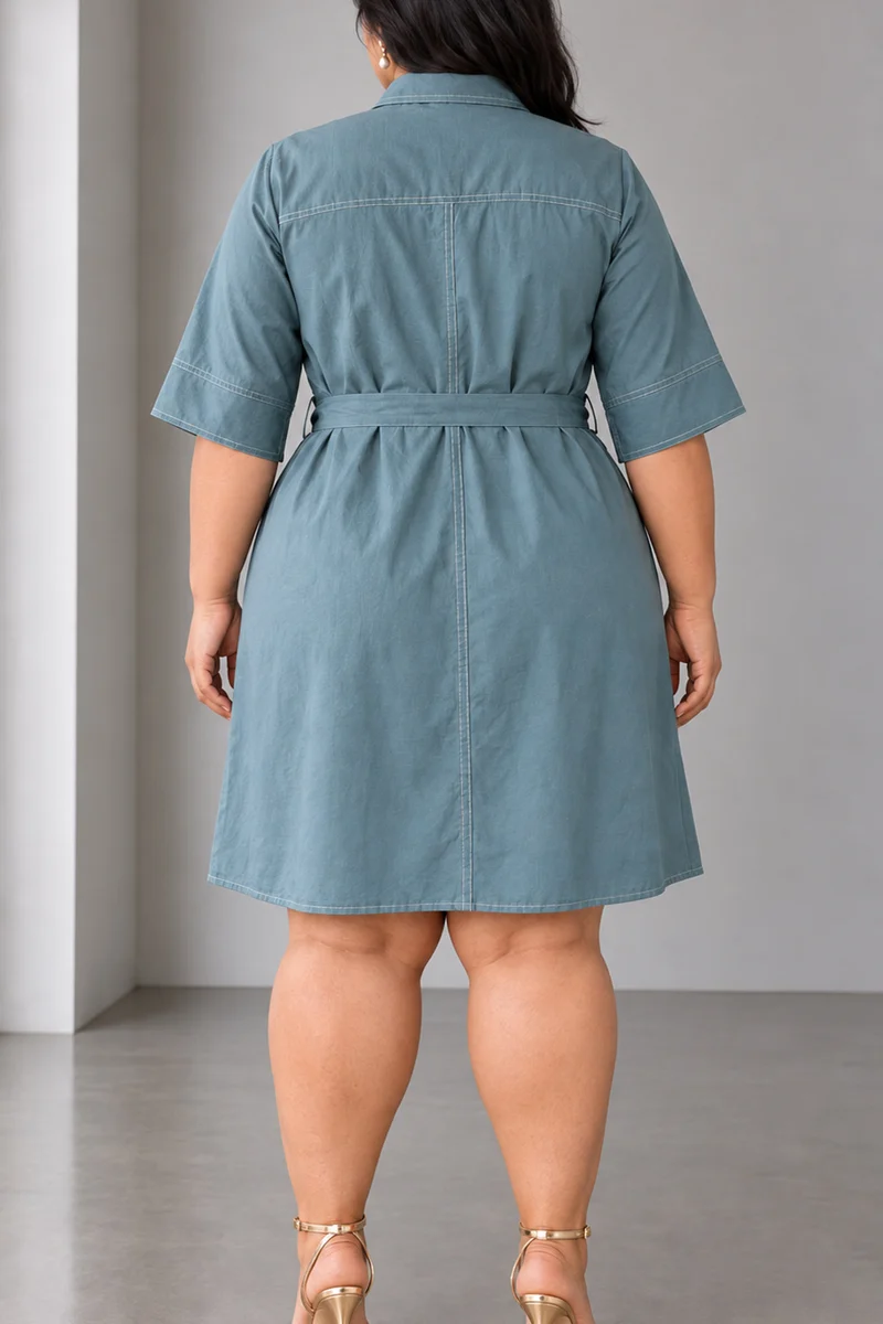Turia|Cotton Contrast Stitch Dress