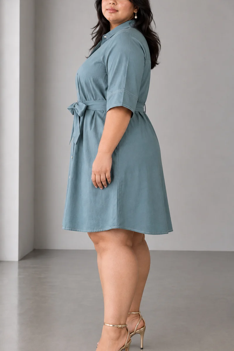 Turia|Cotton Contrast Stitch Dress