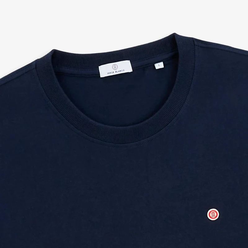 T-shirt manches courtes coton bleu marine foncé SERGE BLANCO Théo