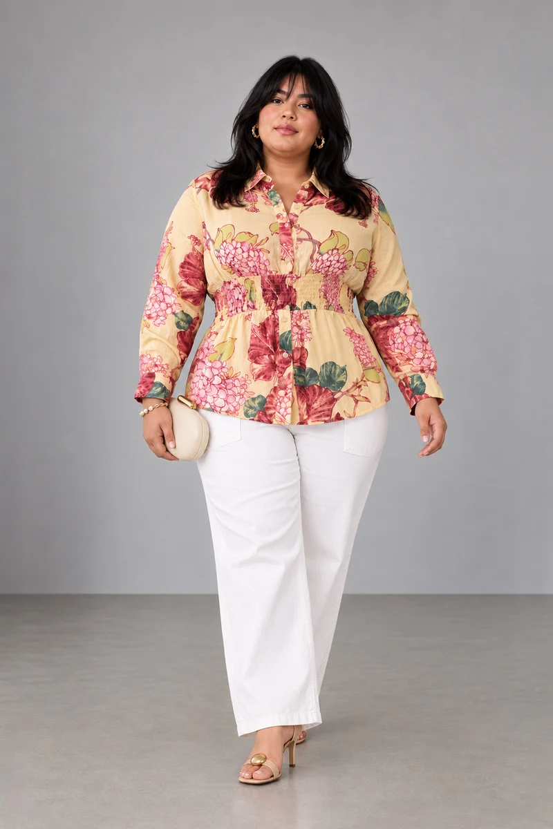 Ravio|Cotton Smocked Waist Shirt
