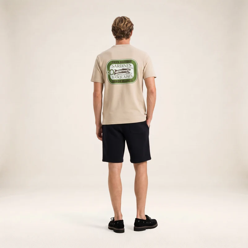 T-shirt manches courtes coton beige Sardines Basquaises Théo