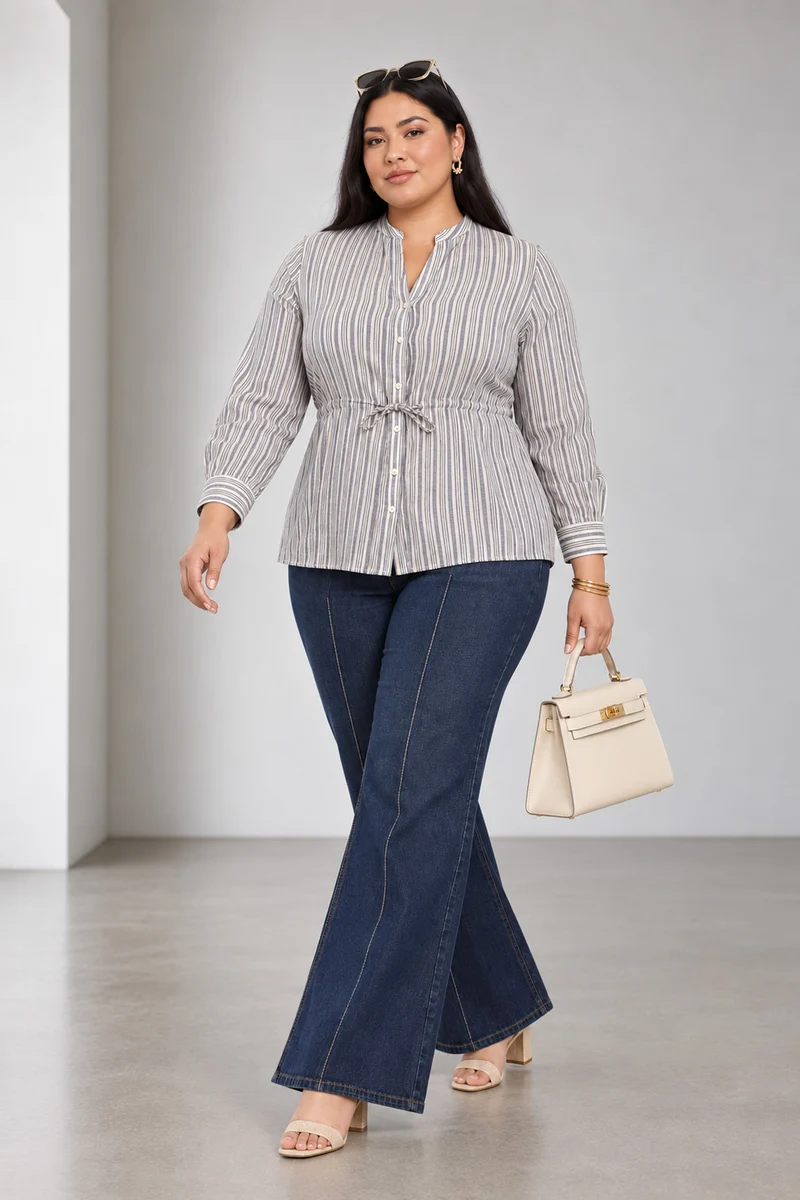 Elden|Cotton Shirt With Drawstring Waist