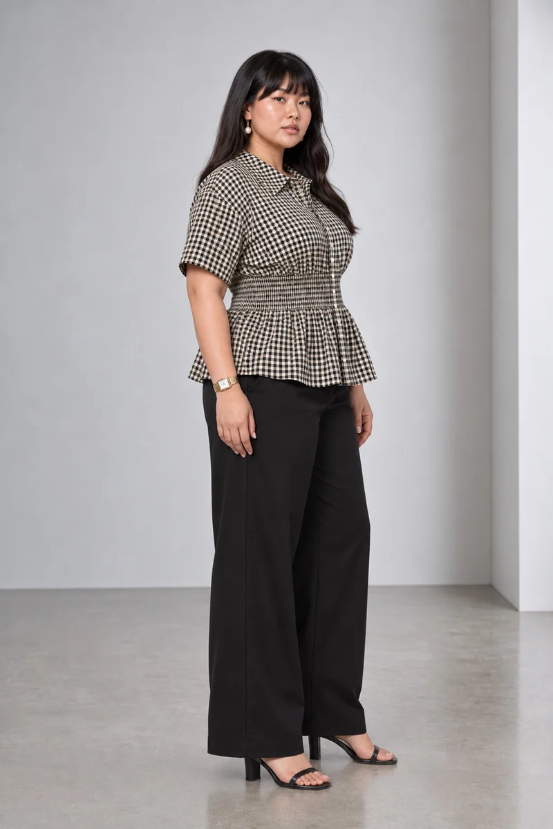 Covana|Cotton Shirt With Cinched Waist