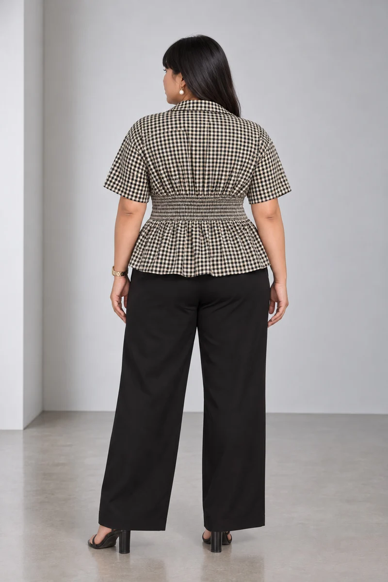 Covana|Cotton Shirt With Cinched Waist