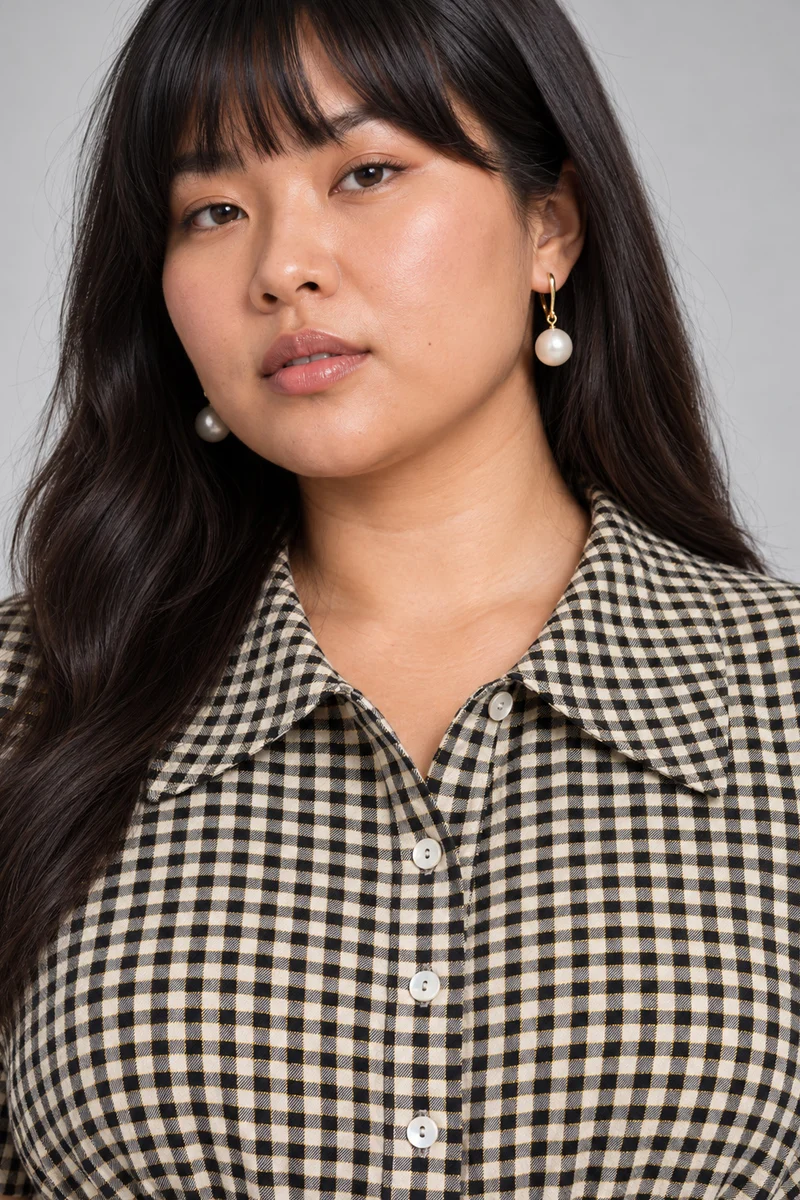 Covana|Cotton Shirt With Cinched Waist
