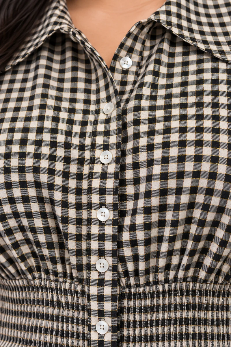 Covana|Cotton Shirt With Cinched Waist