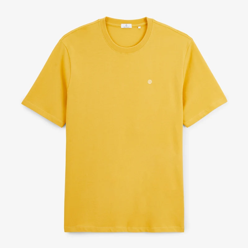 T-shirt manches courtes col rond 100% coton jaune moutarde Théo