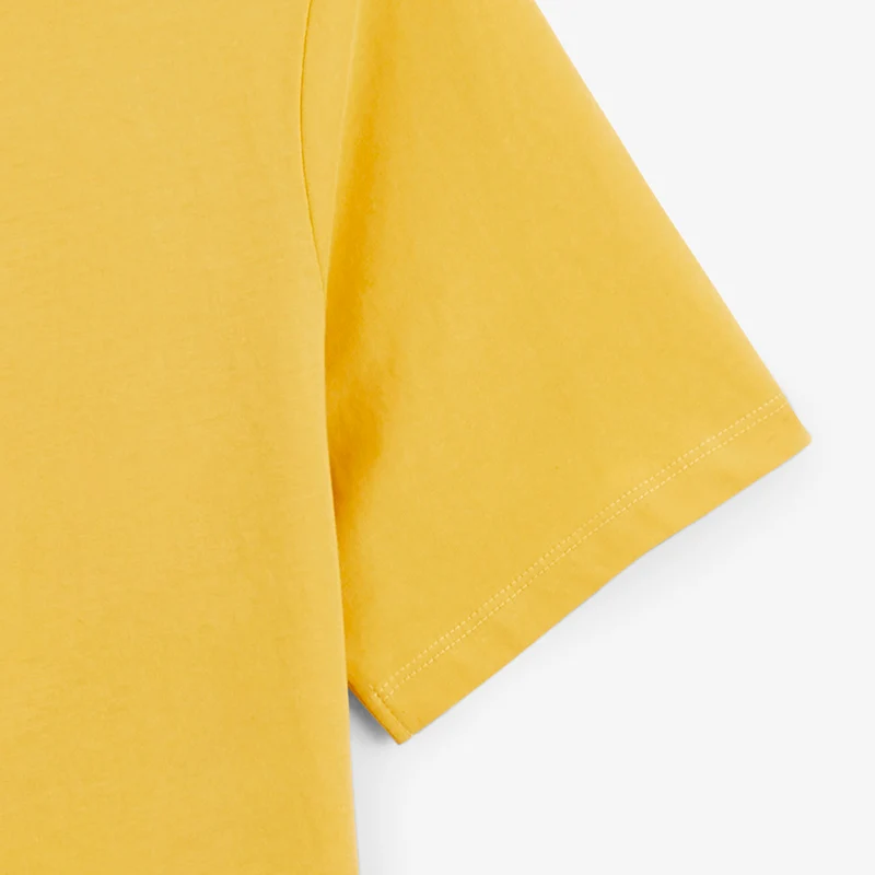T-shirt manches courtes col rond 100% coton jaune moutarde Théo