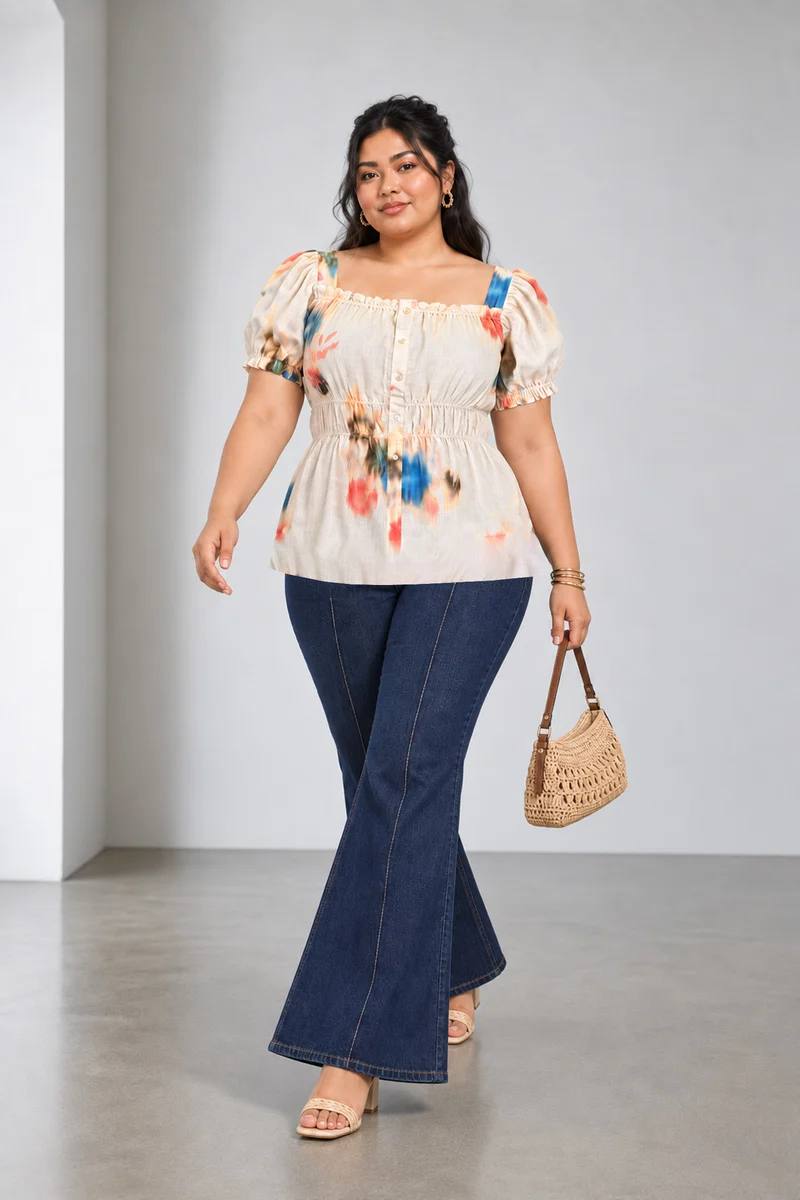 Nivora|Viscose Elasticated Peplum Top