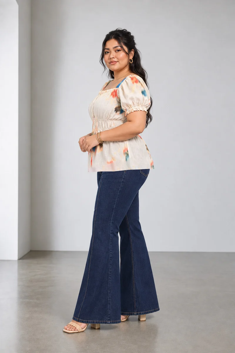Nivora|Viscose Elasticated Peplum Top