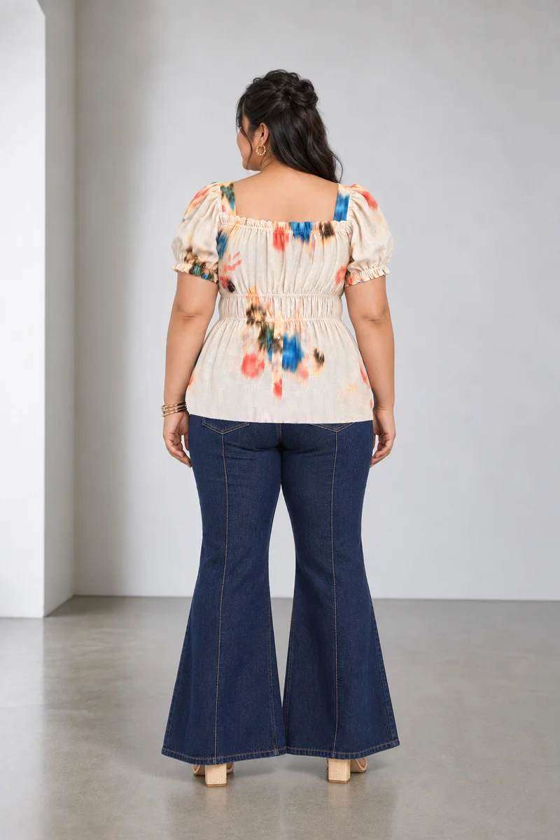 Nivora|Viscose Elasticated Peplum Top