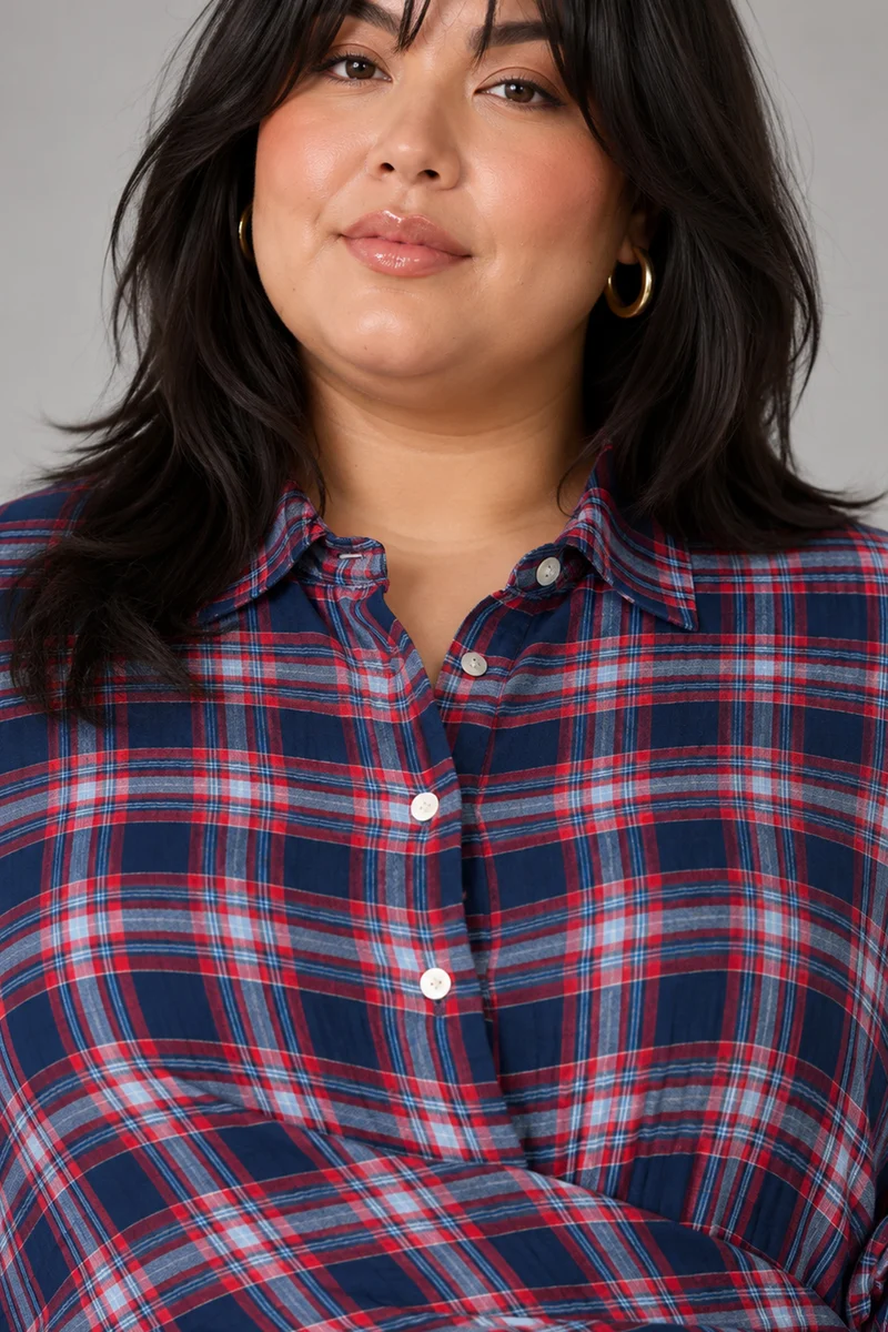 Halcy|Cotton Checked Side Tie Up Shirt