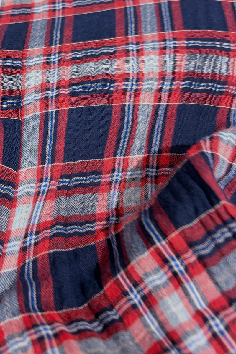 Halcy|Cotton Checked Side Tie Up Shirt