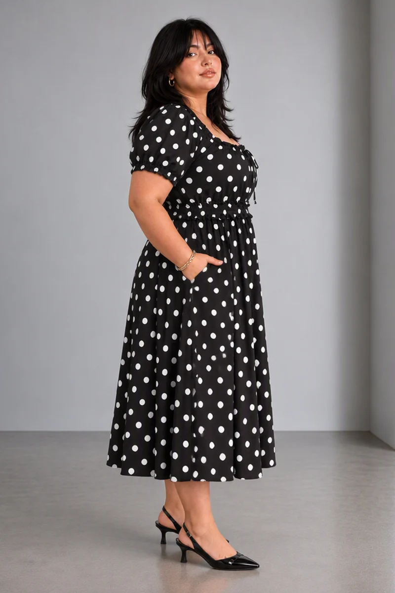 Dottie|Viscose Fit And Flare Midi Dress